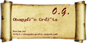 Obagyán Gréta névjegykártya